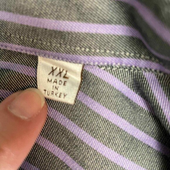 Peter Millar Shirt Mens‎ Size XXL Purple Stripe Long Sleeve Button Up Cotton - Picture 8 of 10